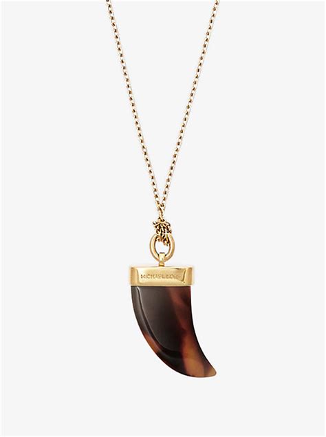 michael kors gold tone horn pendant necklace